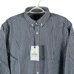 NEW UNTUCKit Marquette Wrinkle Free Shirt 2XLT Reg Blue Plaid Cotton Button Down